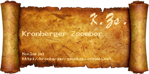 Kronberger Zsombor névjegykártya